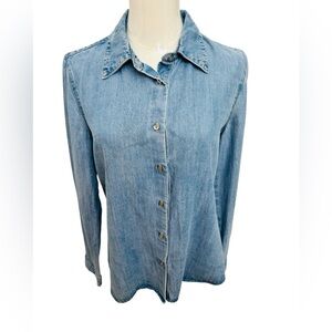 L'AGENCE Light Blue Denim Button-Down Shirt Size M